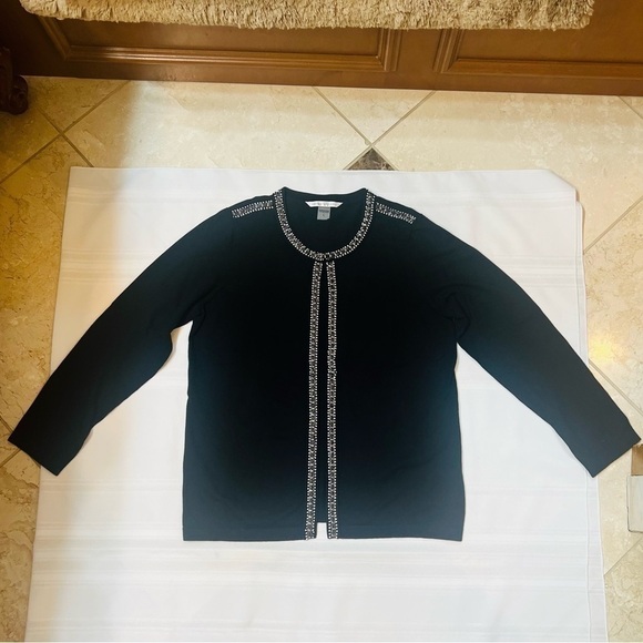 Open Cardigan Embellished Cotton Blend Sz L EUC Peter Nygard - Picture 6 of 12